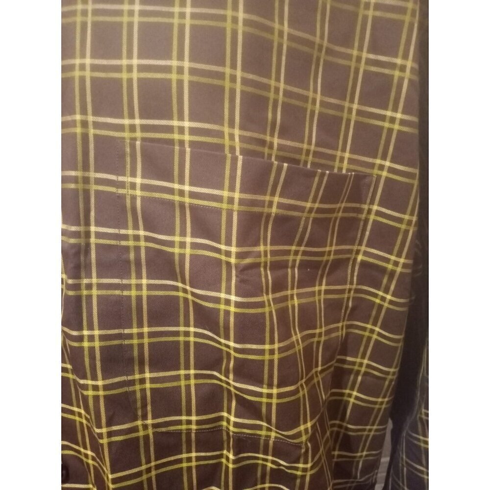 NWT Robert Talbott Brown Yellow Plaid Button Shirt Size 2XL 100% Cotton NEW - Picture 3 of 13